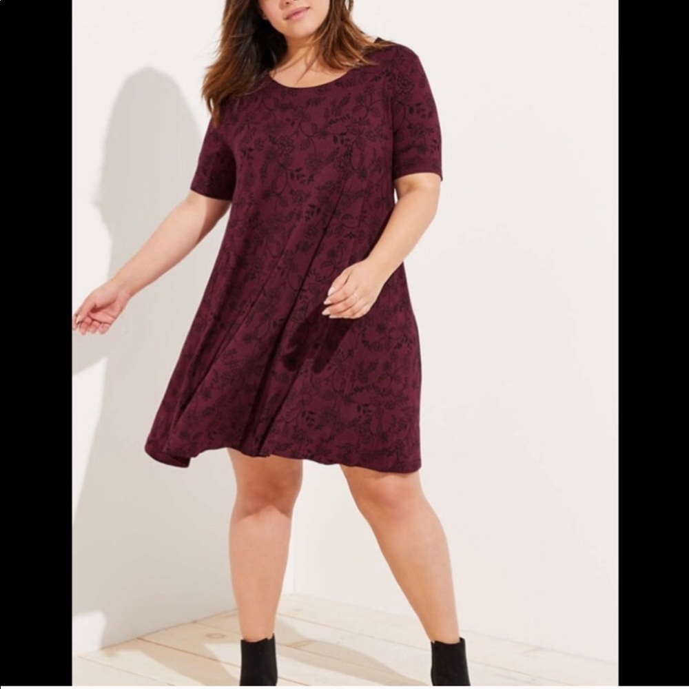 Loft floral short sleeve swing dress size 16/18